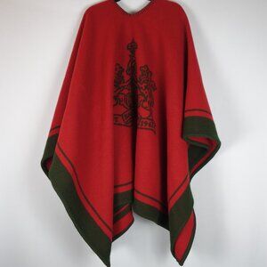 Vintage Ralph Lauren Thick Wool Blanket Cape w/ RL Lion Insignia
